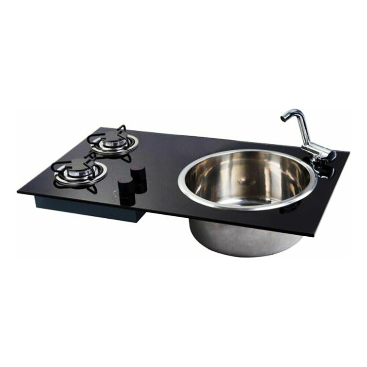 FUNTEN Portable 2 Burners LPG Gas Stove with Faucet Countertop Gas